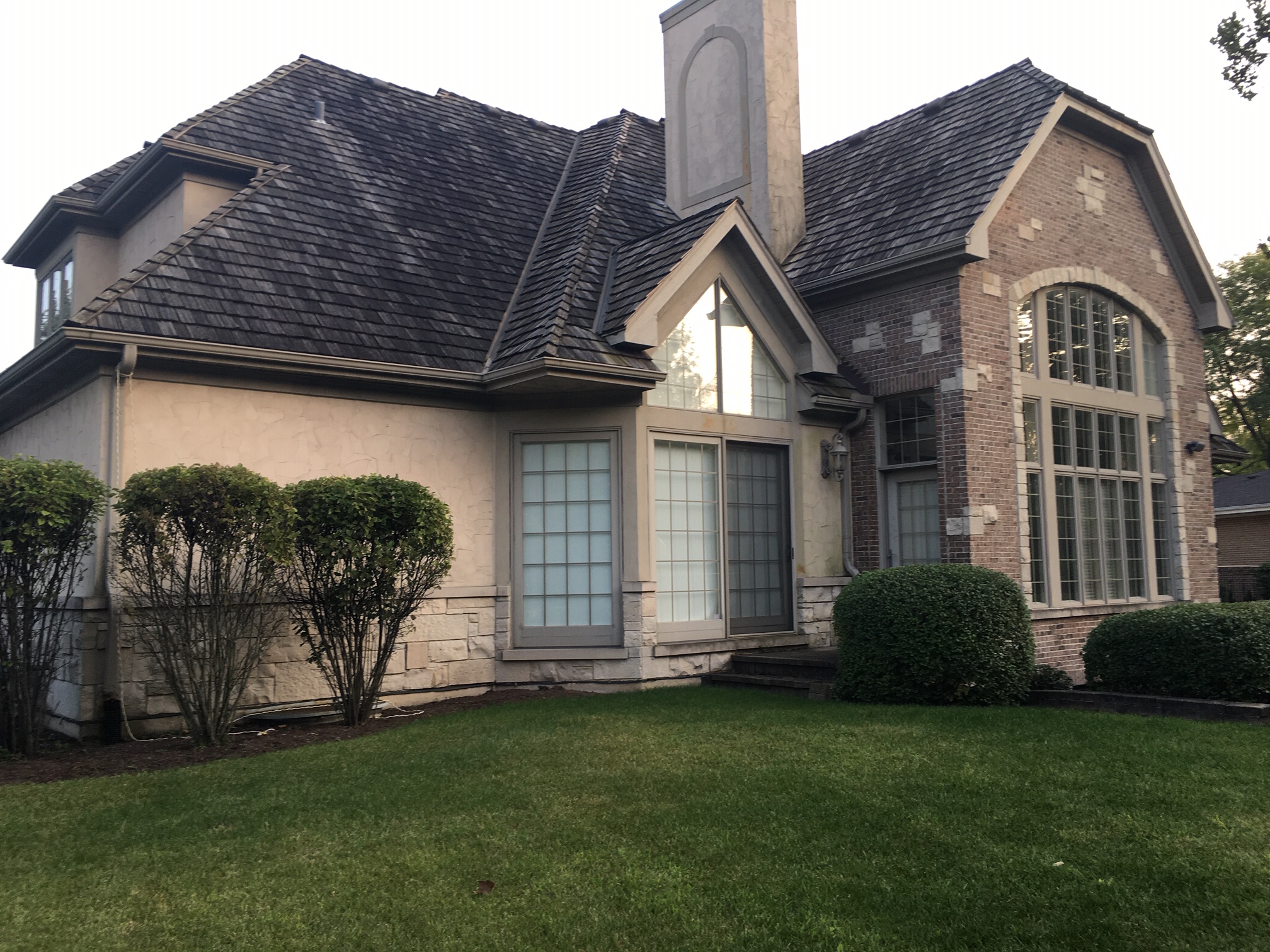 Fire feature evening view