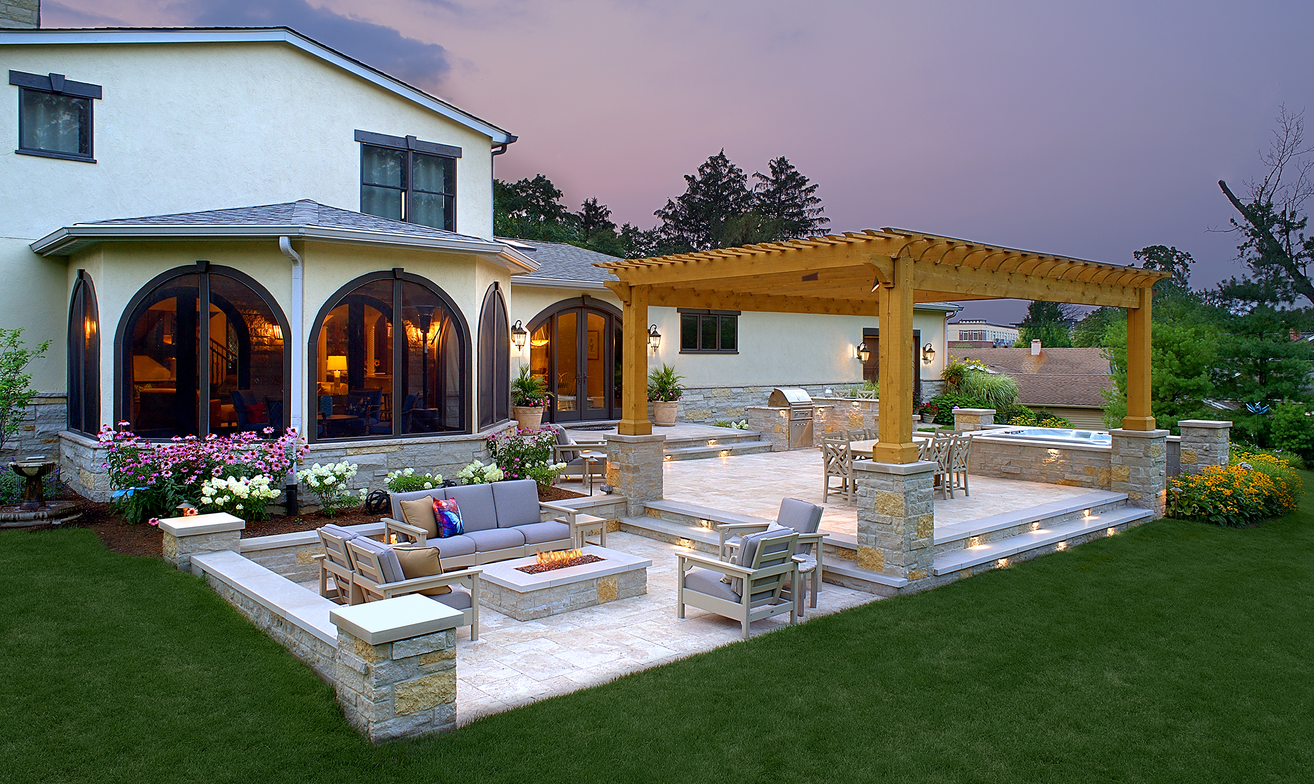 Pergola and seating area